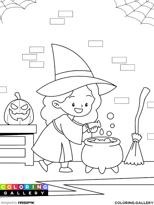 A Young Witch Brews a Potion